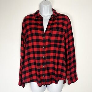 Abercrombie & Fitch Women's Medium Flannel Red/Black Lumber Jack Nature Core